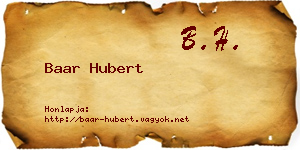 Baar Hubert névjegykártya